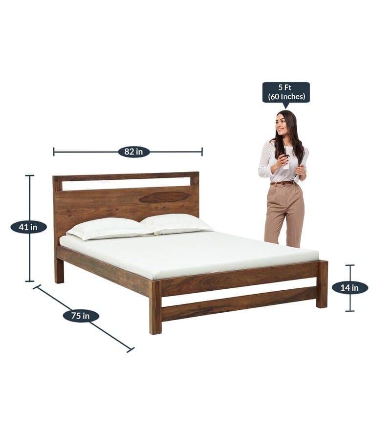 Image of SANKAT MOCHAN Industries Solid SHEESHAM Honey Brown Wooden King Size Bed Double Bed Furniture for Bedroom, Living Room, Home & Hostel (Honey Finish) Matters Size (6 * 6) ((M.S. Size 72 * 72 INCH))