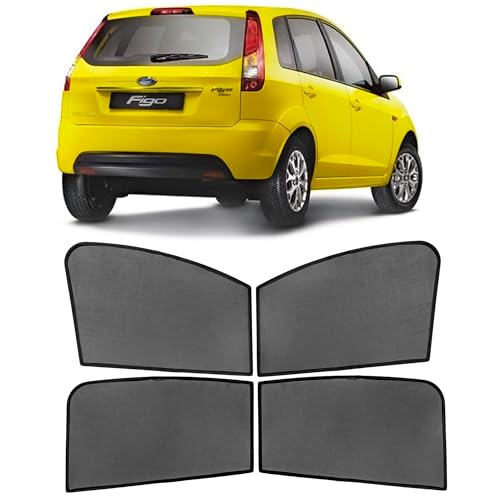 Image of AutoStory Custom Fit Black Mesh Car Sunshade for Ford Figo 2008-2014 | UV & Heat Protection Car Window Curtains | Privacy Car Sun Shade | Breathable Vehicle Specific Side Window Shades