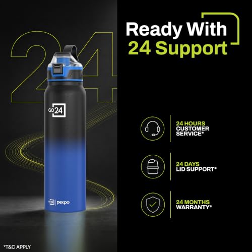 Image of Bottle 940ml | Hot and Cold Flask | ISI Certified Stainless Steel Bottle | 3 Layer Insulation | Leakproof | for Home, Office | 2-Year Warranty |Amaze| Black-Blue Ombre