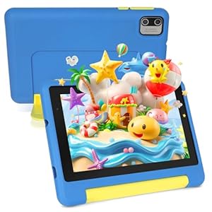 MUISOO Tablet für Kinder, Tablet mit 7 Zoll für Kinder, 8GB RAM + 64GB ROM, 128 GB Expand, Kindersteuerung, Software für Kinder vorinstalliert, Dual-Kamera (blau)