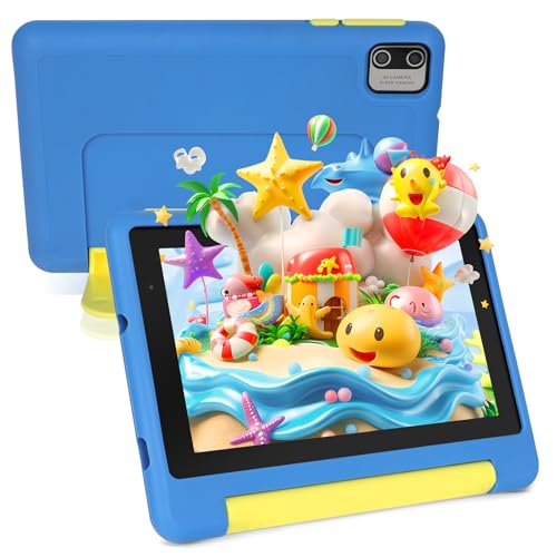MUISOO Tablet für Kinder, Tablet mit 7 Zoll für Kinder, 8GB RAM + 64GB ROM, 128 GB Expand, Kindersteuerung, Software für Kinder vorinstalliert, Dual-Kamera (blau)