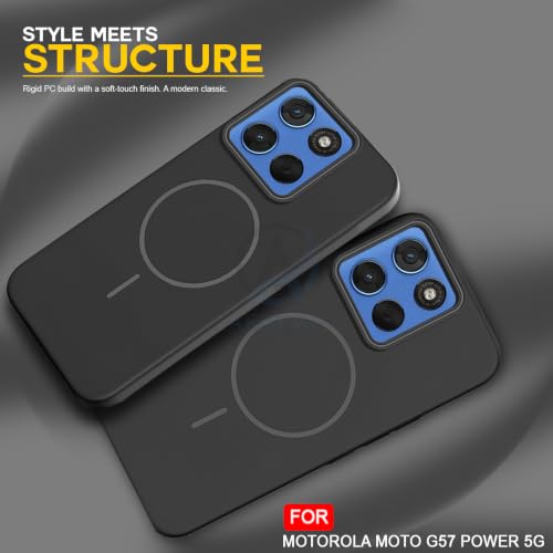 Image of AESTMO Shockproof Back Case Cover for Motorola Moto G57 Power 5G | Slim Hard Shell | Hard Back Cover for Motorola Moto G57 Power 5G (Compatible with MagSafe Accessories, Black)