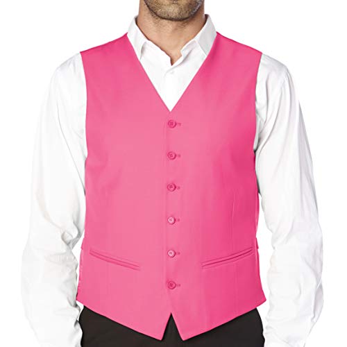 Brand Men's Dress Vest Formal Waistcoat for Suit Solid HOT PINK