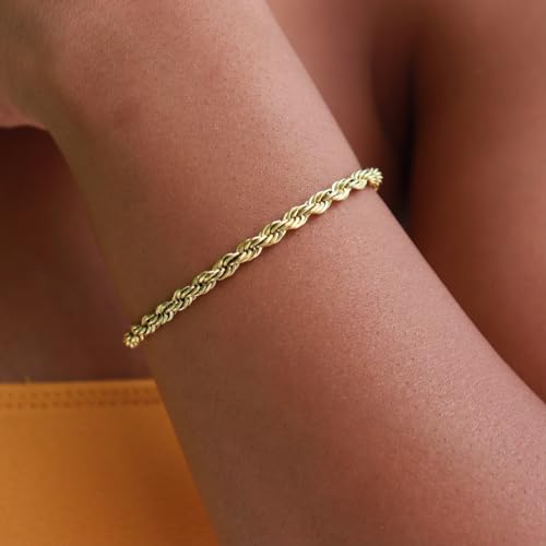 GLD Shop Rope Bracelet - 2MM/4MM/6MM Sizes - 6/7/8/9 Inch Lengths - Gold/White Gold - Unisex2