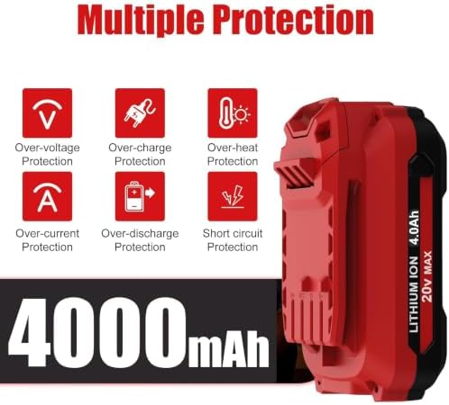 2Pack 4000mAh Replacement for Craftsman 20V Battery Li-Ion and Charger Kit - 4