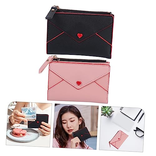 2pcs Pu Leather Wallets for Women Compact Zippered Card Holders Button Closure Stylish Purses for Travel and Shopping3
