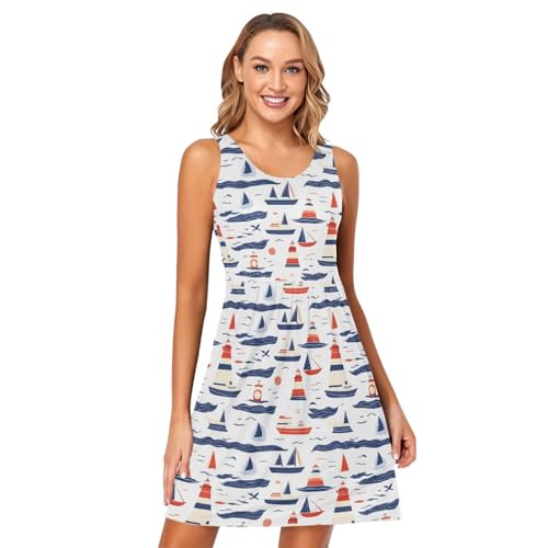 Image of ALAZA Women's Summer Dress Sun Dress Sleeveless with Pockets