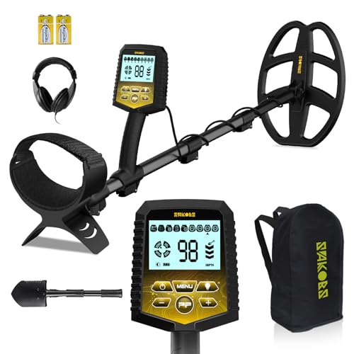 SAKOBS Metal Detector for Adults Professional - 2.7 lbs Lightweight Foldable Gold Finder with 11' IP68 Waterproof DD Coil, Upgraded DSP Chip for 12.8' Depth and 9 Target Types for Beach/Gold Hunting