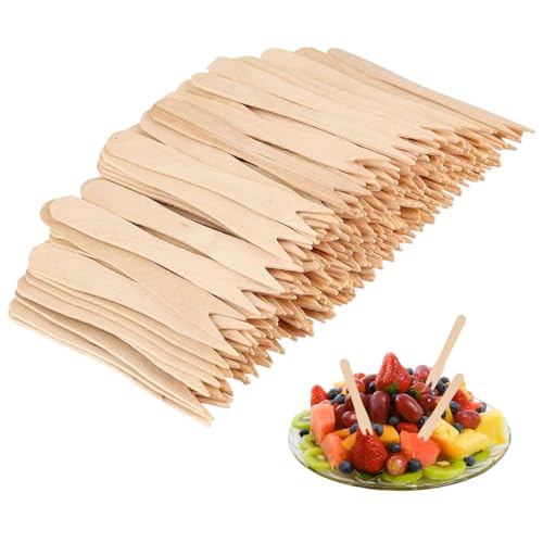 Pack of 300 Wooden Colour Chip Forks 85 mm Wooden Cutlery Fruit Wooden Forks Party Tableware for Party Birthday Camping and Picnic