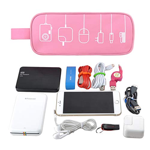 Universal Cable Cord Holder Organizer/Electronics Accessories Case Healthcare & Grooming Kit USB Drive Shuttle-an All in One Travel Organizer (Pink)