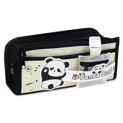 LJCZKA Cute Panda Pencil Case Large Capacity for Girls Boys Pencil Pouch with Compartments Panda Stationery for Office College School