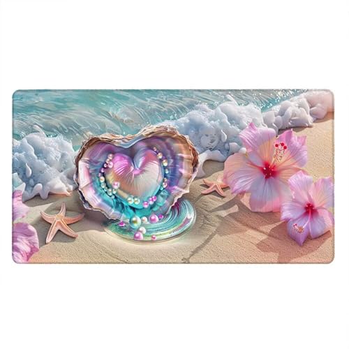 Alfombrilla Ratón XXL Alfombrilla Escritorio 700x300mm Mouse Pad Mejora la Precisión y la Velocidad con Base de Goma Antideslizante y Bordes Cosidos Duradera Cómoda, Oficina Juegos (Pearl Love) xR8931