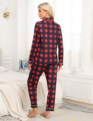 Womens Pajama Sets Long Sleeve Button Down Sleepwear 2 Piece Soft Pjs Nightwear Comfy Pj Set with Pockets3