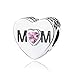 Produktbild NINGAN I Love Mother(Ich Liebe Mutter) Corazón Abalorios Charm para Mujer Plata de Ley 925 Corazon Charm Con 5A Circonita Compatible Con Pulseras Pandora & Europeo (Rosa Mutterherz)