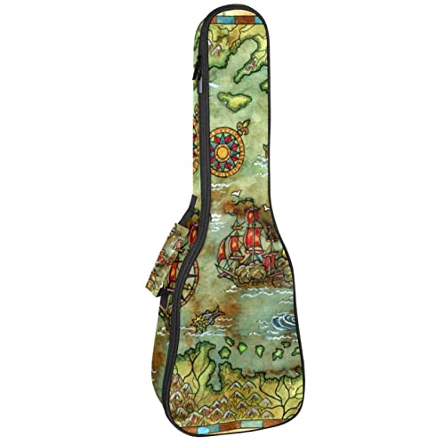 Sac de transport ukulélé ténor et soprano étanche rembourré housse carte du monde retro