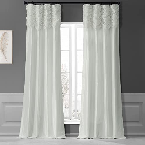 Image of HPD Half Price Drapes Ruched Faux Taffeta Silk Curtains 120 Inches Long Room Darkening Curtains for Bedroom & Living Room (1 Panel), 50W x 120L, Eggshell