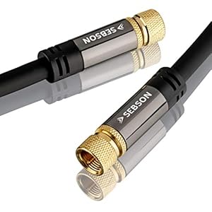 SEBSON Satelliet Kabel 2m, Coax Kabel, F-connector verguld (schroefbaar), 105dB 75 Ohm 4-voudig afgeschermd, voor TV (HDTV, UHD, 4K), Radio, Internet