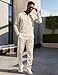 UOUA Mens 2 Piece Set Casual Outfits Polo Long Sleeve Shirt & Pants Track Suit Loungewear Athletic Sweatsuit Beige M