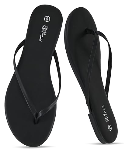 EMMA NEW YORK Flat Sandals for Women, Thong Flip Flops for Women, Cushioned Footbed, Slim Strap...