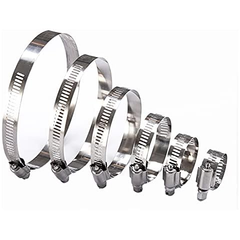 Hose Clips, 30 Pack Adjustable Hose Clamp Set, 6-63mm Stainless Steel Worm Drive Hose Clamp, for Water Pipe, Home Gas Pipe, Automotive, Mechanical Application, 6 Sizes Drive Pipes Hose Cover
