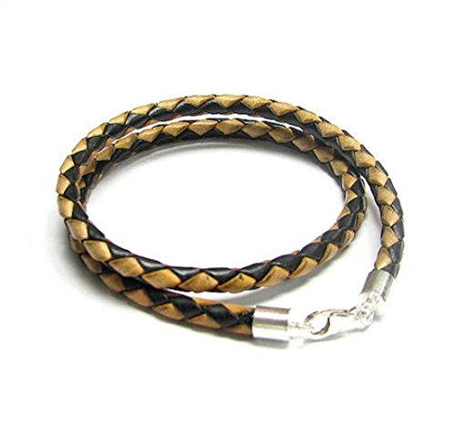 Dreambell 925 Sterling Silver Braided Bolo Round Natural Leather Cord 4mm Choker Necklace