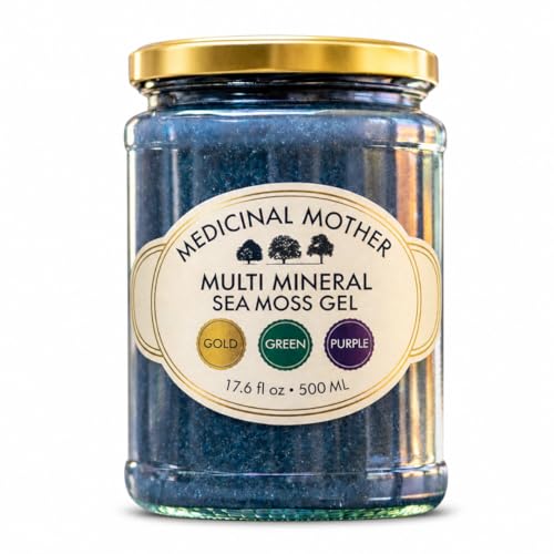 Multi Mineral Sea Moss Gel Golden Purple & Green Sea Moss Blend Natural Irish Moss Gel for Skin & Wellness 500ml | Medicinal Mother