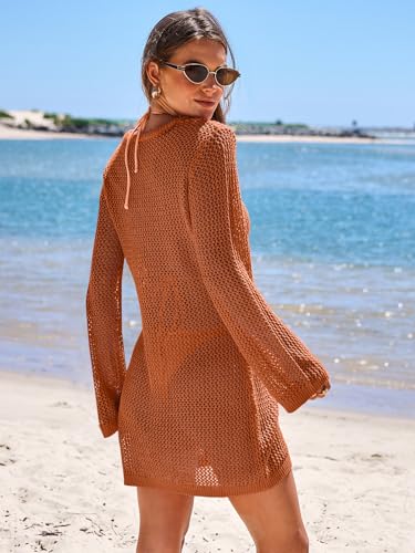 Image of ANRABESS Women Beach Crochet Cover Ups Summer Knit Swimwear Mesh Bathing Suit Hollow Out Dress 2026 Vacation Swimsuit