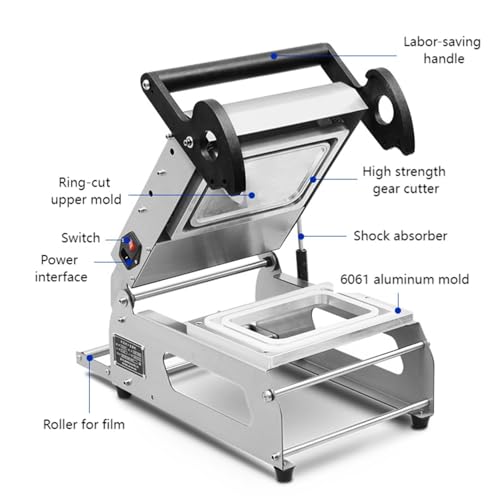 Máquina Selladora Automática De Alimentos, Alta Eficiencia 600W, Conserva La Frescura, Sella De 7 A 8 Veces por Minuto, Ideal para Envasado De Comida para Llevar Y Comida Rápida.