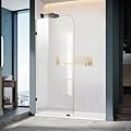 30" W ×78" H Shower Glass Panel, Frameless Fixed Glass Shower Panel with Clamps, 3/8"(10mm) Thick Clear Tempered Glass Shower Door, Bathroom Shower Screen in Matte Black