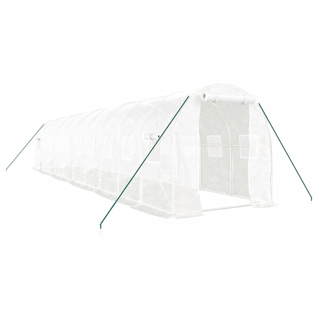 Szklarnia ogrodowa 20 m² z białą stalową ramą, 10 x 2 x 2 m