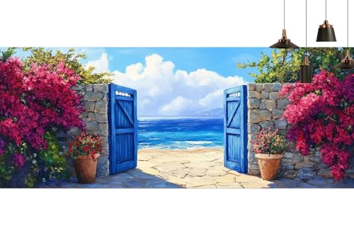 Broderie kit complet fleurs et mer | Tableau strass diamant débutant 40x120 - 2