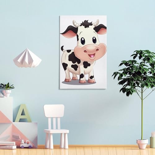 Toile mur art vache dessin animé 50x75cm avec cadre grand poster