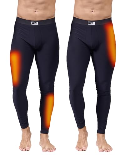 La Mejor Selección de Ropa de Deportes de invierno los preferidos por los clientes. 42 Alfani - Paquete 2 Pantalones Termicos Premium Hombre, Pantalón Afelpado Polar, Ropa Interior Invierno Deportiva, Suave, Calientita, Secado Rápido Y Protección UV-Negro-M