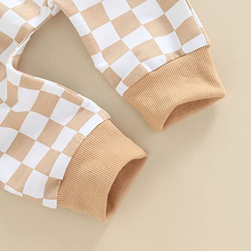 Toddler Baby Boy Girl Checkerboard Plaid Pants Elastic Waist Casual Trousers Spring Summer Fall Winter Long Pants (A-Yellow, 18-24 Months) #TOP4