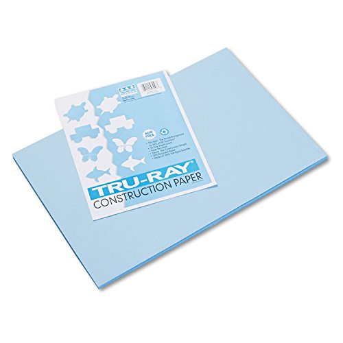 Pacon 103048 Tru-Ray Construction Paper, 76 lbs., 12 x 18, Sky Blue, 50 Sheets/Pack
