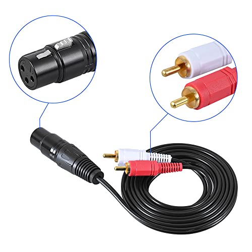 1.5m / 5ft Stereo o Splitter patch Y cabo Cord 1 XLR Female to 2 RCA Male plug