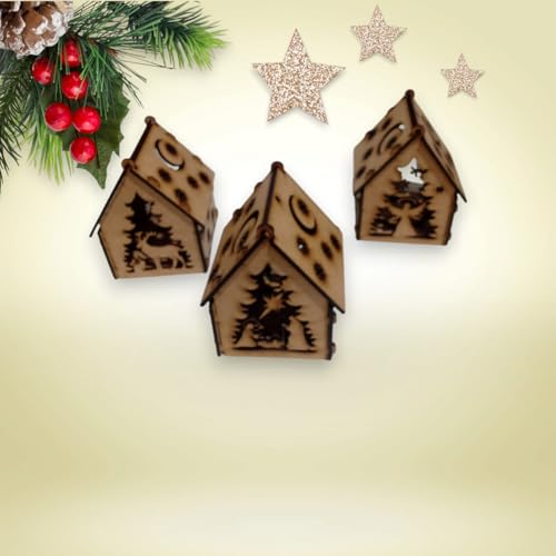 Trio de Casinhas Natalinas em MDF para decoração