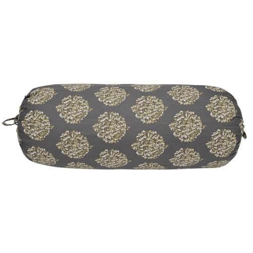 Image of Trance Home Linen Premium 16x32 Inches 100% Cotton Bolster Covers Set of 2 | Anti-Pill 200 Tc Thread Count with Tie Knot |Dewan Bed Round Pillow Cover (Damask Mustard Yellow, Pack of 2)