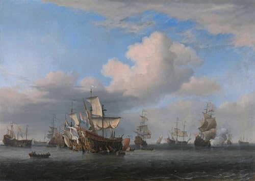 Pinturas Famosas Arte Impresión Lienzo La battaglia deigiorni Willem Van De Velde 60x90