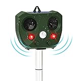 Solar Power Ultrasonic Animal Repeller, Cat & Dog Repeller with Infrared Sensor&Flashing LED, Outdoor Deer Deterrent Devices, Rabbit Raccoon Skunk Mole Squirrel Repellent for Yard Garden Plants