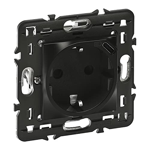 Bloc multiprise MO-BASE 2P+T avec port USB C et cordon de 2m de long noir mat