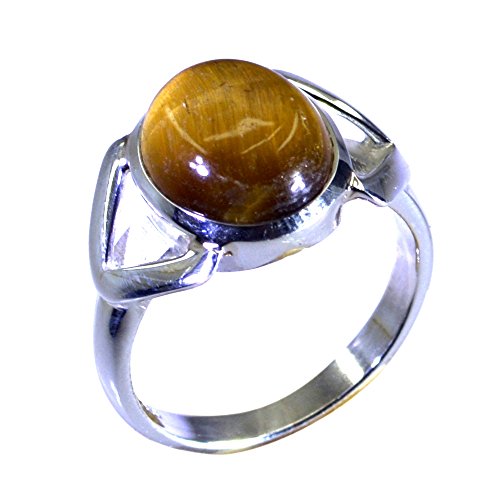 Bague oeil de tigre ovale en argent pour femme de taille H à Z