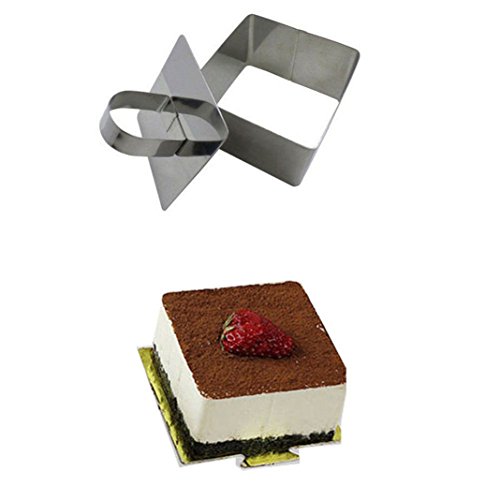 Emporte-pièce en acier inoxydable pour gâteau, biscuits, pâte à sucre, mousse Moule à pâtisserie avec poussoir - Taille carrée