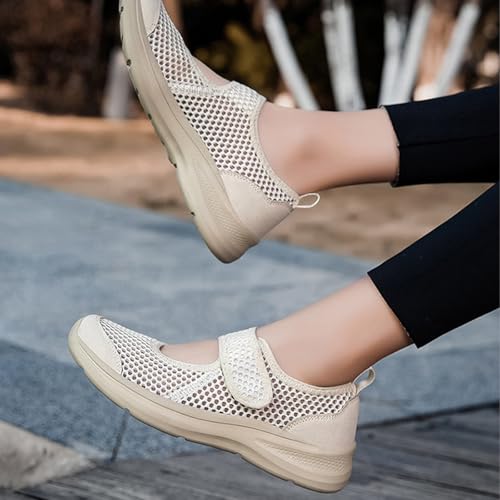 Women's Breathable Mesh Mary Jane Walking Shoes Adjustable Hook and Loop Lightweight Nurse Work Flats Daily Non-Slip Mom Casual Shoes4