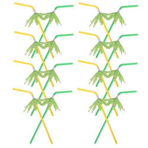 100 pitillos descartables con sombrilla tropical multicolor miniatura 1
