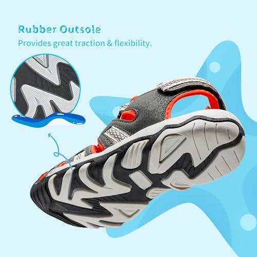 Image of DREAM PAIRS Boys Girls Summer Outdoor Athletic Sport Sandals Walking Water Hiking Hook and Loop Adjustable Multicolor for Toddler /Little /Big Kids