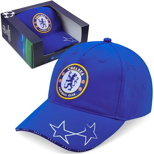 Chelsea FC Baseball Cap for Boys Adjustable Summer Sun Hat Champions League Football Merch Kids Travel Holiday Essentials (Blue Chelsea Cap)
