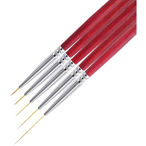5 PCS Long Nail Art Liner Brushes, Nail Detail Brush Thin Nail Design Brush Pen Set for Nail Painting Drawing 6/9/12/18/24mm Cover