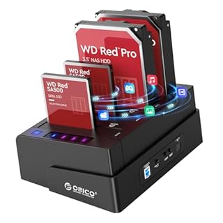 ORICO 4-bay USB 3.0 Hard Disk Docking Station da 2,5 e 3,5 Pollici Disco Rigido, Dock HDD con Non in Linea Clone Funzione, con Adattatore di alimentazione 12V6.5A (6638US3-C)
