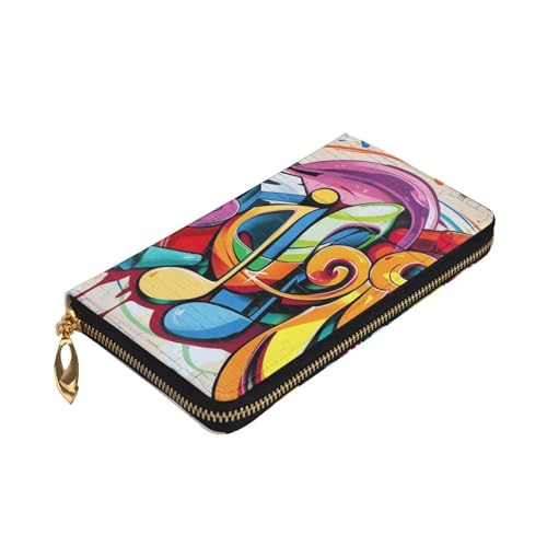 Music Graffiti Style Printed Long Wallet for Women Men Cute PU Leather Wallet with Coin Purse and Credit Card Holder3